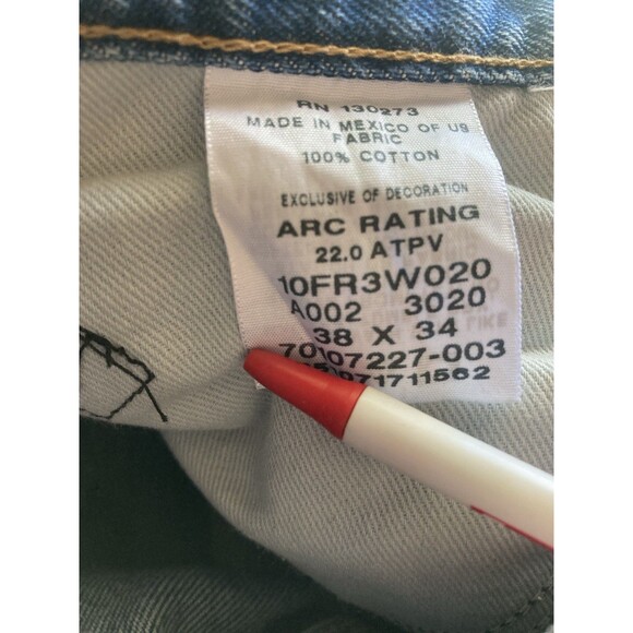 Wrangler Riggs FR Flame Resistant Jeans Mens 38x34 Straight Cat 2/2112 Work - Picture 9 of 10